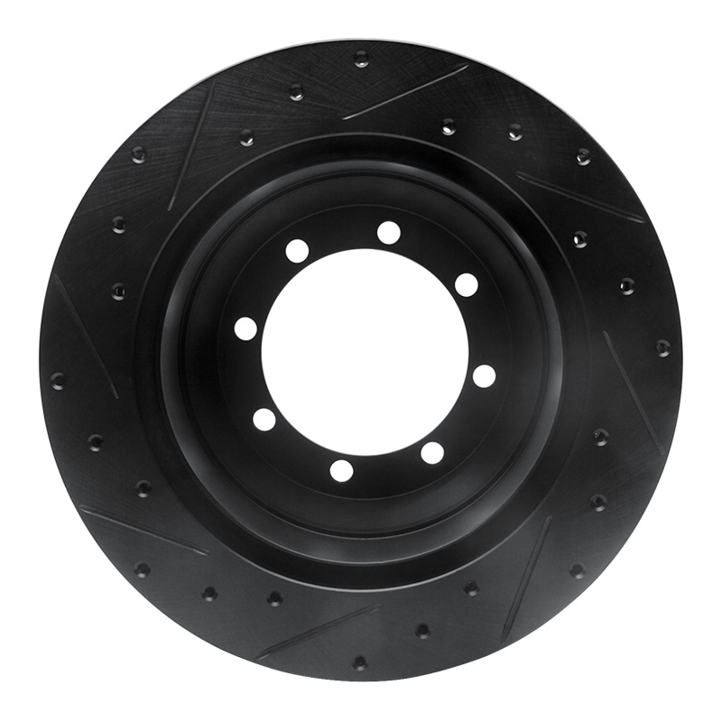 Ford F-350 Super Duty Brake Rotor (1) - Rear Right - R1 Concepts - Drilled & Slotted - Black - `99-`04